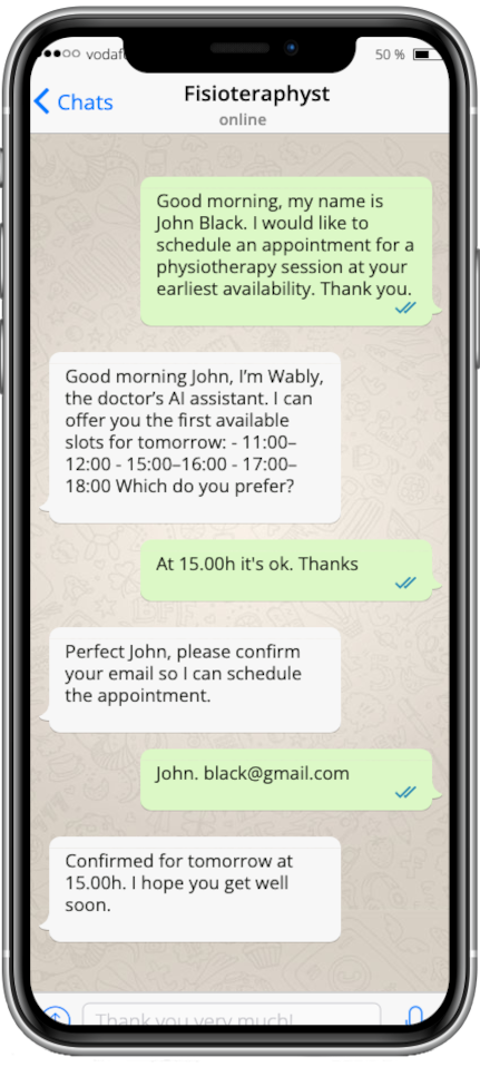 Whatsapp AI assistant - Booking a visit automatically